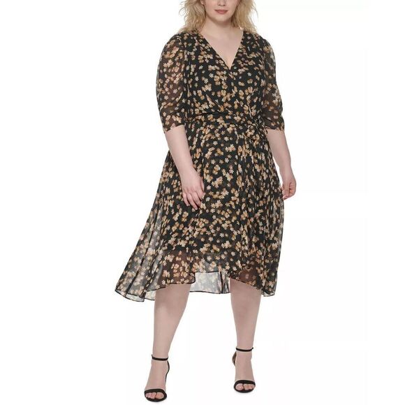 Tommy Hilfiger Plus Chiffon Floral Midi Dress Size 16W - Picture 1 of 14